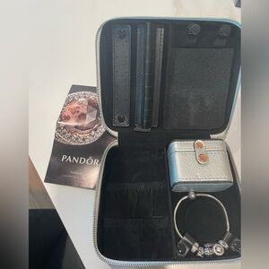 Pandora bracelet with 5 charms and jewelry box - worn very few times